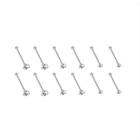 10 Crystal Nose Studs Silver Crystal Nose Gems - Picture 1 of 3